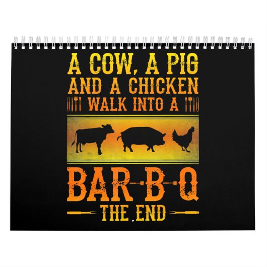 BBQ | Een varken met een varkensstapel en een kipp Kalender (Hoes)