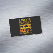 BBQ | Een varken met een varkensstapel en een kipp Magnetisch Visitekaartje (Voorbeeld)