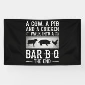 BBQ | Een varken met een varkensstapel en een kipp Spandoek (Horizontaal)