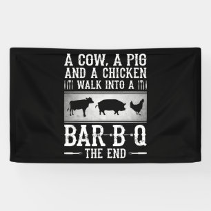 BBQ Een varken met een varkensstapel en een kipp Spandoek