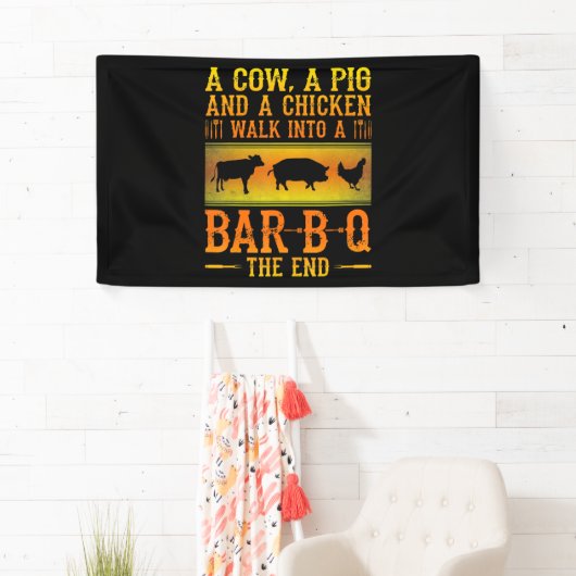 BBQ | Een varken met een varkensstapel en een kipp Spandoek (Insitu)