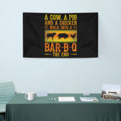 BBQ | Een varken met een varkensstapel en een kipp Spandoek (Beurs)