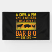 BBQ | Een varken met een varkensstapel en een kipp Spandoek (Horizontaal)