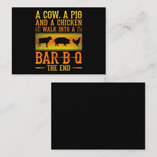BBQ | Een varken met een varkensstapel en een kipp Visitekaartje (Voorkant / Achterkant)