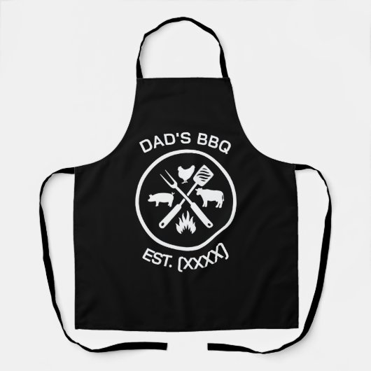 BBQ-embleem van vader met oprichtingsjaar Schort (Voorkant)