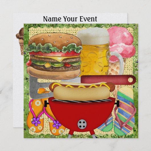 BBQ en bier - 4 juli! SRF Kaart (Voorkant / Achterkant)