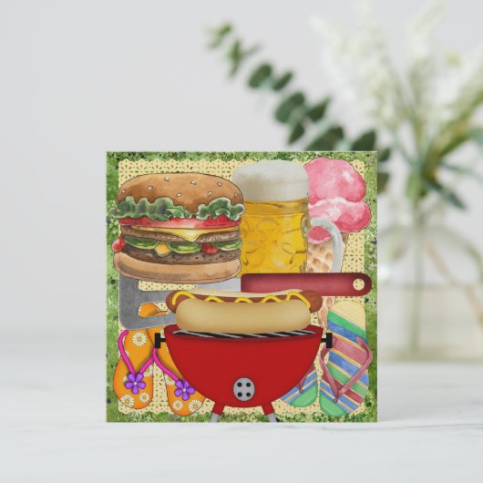 BBQ en bier - 4 juli! SRF Kaart (Staand voorkant)