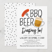 BBQ en Bier Baby shower Uitnodiging Waterverf (Voorkant / Achterkant)
