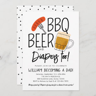 BBQ en Bier Baby shower Uitnodiging Waterverf