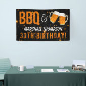 BBQ en bier, hem verjaardag Spandoek (Beurs)