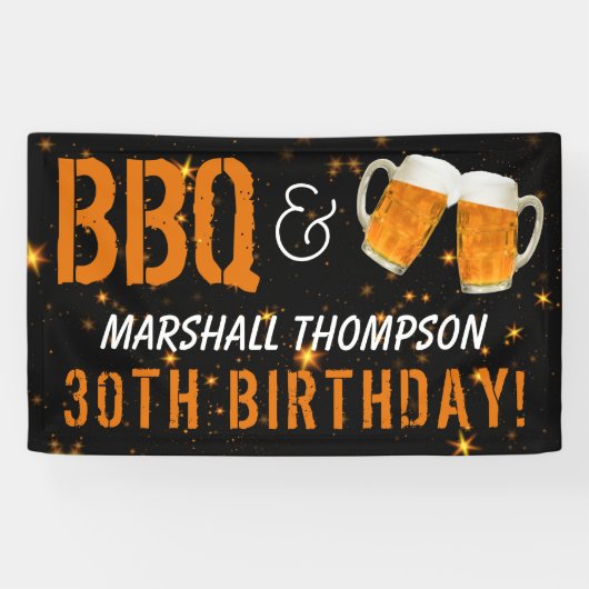 BBQ en Bier, Verjaardag Man Spandoek (Horizontaal)