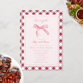 BBQ en Bows Gingham Meisje Baby shower Invitation Kaart