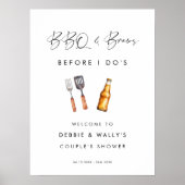 BBQ en brouwsels voor de douche van het paar Poster (Voorkant)