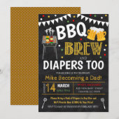 BBQ en de Uitnodiging van het Baby shower Beer (Voorkant / Achterkant)