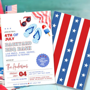 BBQ en Pool Party Uitnodiging 4 juli Achtertuin