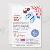BBQ en Pool Party Uitnodiging 4 juli Achtertuin (Voorkant)