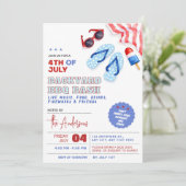 BBQ en Pool Party Uitnodiging 4 juli Achtertuin (Staand voorkant)