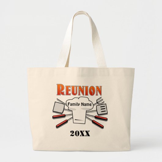 BBQ Family Reunion Bag Grote Tote Bag (Voorkant)