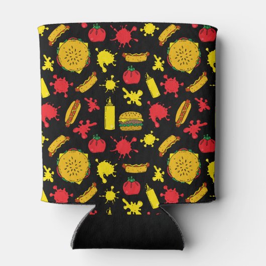 BBQ-feest Burgers Hot Dogs Mosterd Spatten Patroon Blikjeskoeler (Achterkant)