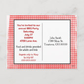 BBQ Feest uitnodigen op Gingham Feestdagenkaart (Achterkant)