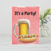 BBQ Feest uitnodigen op Gingham Kaart (Staand voorkant)