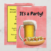 BBQ Feest uitnodigen op Gingham Kaart (Voorkant / Achterkant)