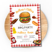 BBQ-feest uitnodiging, achtertuin BBQ Grill en chi