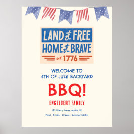 BBQ-feestje Patriottische Amerikaanse 4 juli-muur Poster