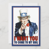 BBQ / Feestuitnodiging:  Uncle Sam Kaart (Voorkant)