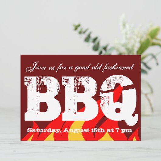 BBQ feestuitnodigingen | Aangepaste uitnodigen sja Kaart (Staand voorkant)