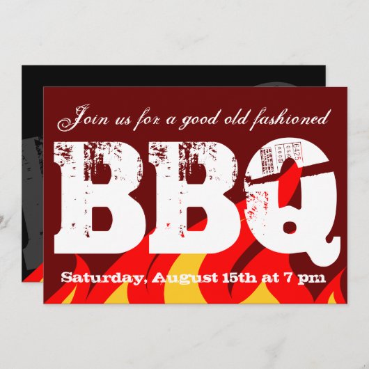 BBQ feestuitnodigingen | Aangepaste uitnodigen sja Kaart (Voorkant / Achterkant)