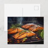 BBQ-gelakte zalm Briefkaart (Voorkant / Achterkant)