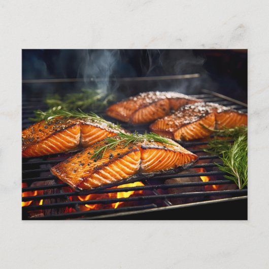 BBQ-gelakte zalm Briefkaart (Voorkant)