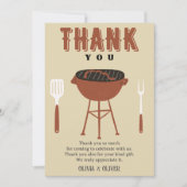 BBQ gender onthullen, Baby-Q baby shower Bedankkaart (Voorkant)