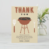 BBQ gender onthullen, Baby-Q baby shower Bedankkaart (Staand voorkant)