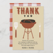 BBQ gender onthullen, Baby-Q baby shower Bedankkaart (Voorkant / Achterkant)