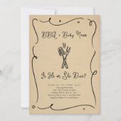 BBQ Gender Reveal Invitation Kaart (Voorkant)