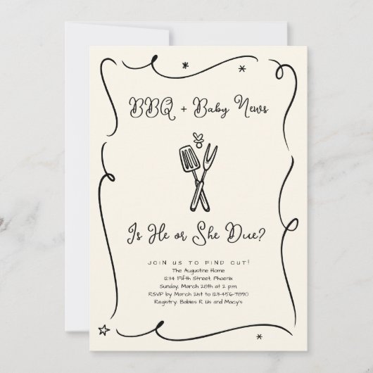 BBQ Gender Reveal Invitation Kaart (Voorkant)