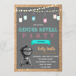 BBQ gender reveal party uitnodiging