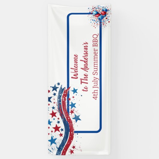 BBQ Gepersonaliseerde 4 juli Banner (Verticaal)
