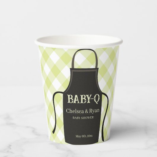 Bbq Gingham Baby shower Papieren Bekers (Achterkant)