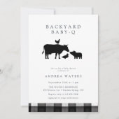 BBQ | Gingham Black | Rustic Baby Shower Kaart (Voorkant)