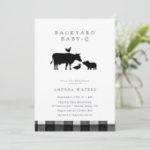 BBQ | Gingham Black | Rustic Baby Shower Kaart (Staand voorkant)