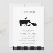 BBQ | Gingham Black | Rustic Bridal Shower Kaart (Voorkant)