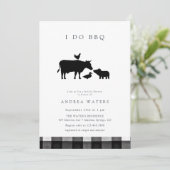 BBQ | Gingham Black | Rustic Bridal Shower Kaart (Staand voorkant)