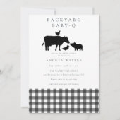 BBQ | Gingham Black | Rustiek Baby shower Kaart (Voorkant)