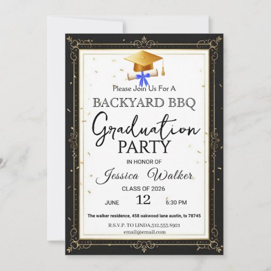 BBQ Graduation Party Invitation Kaart (Voorkant)