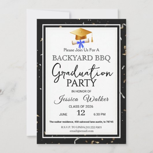 BBQ Graduation Party Invitation Kaart (Voorkant)