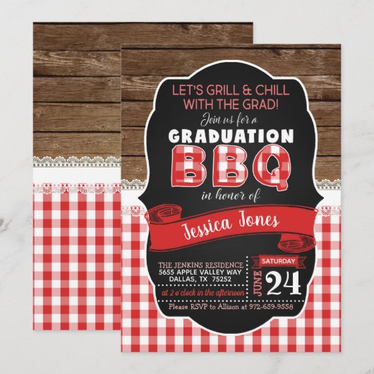 BBQ Graduation Party uitnodiging (Voorkant / Achterkant)