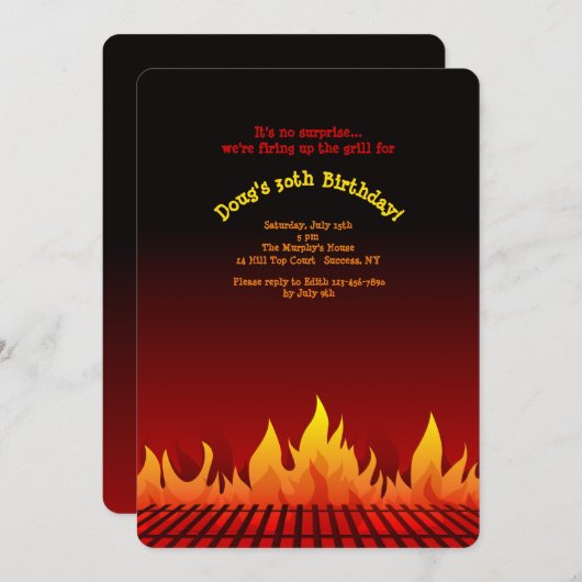 BBQ Grating Invitation Kaart (Voorkant / Achterkant)